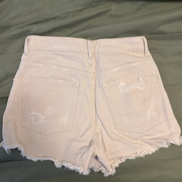 High Waisted Khaki Denim Shorts - Picture 2 of 2